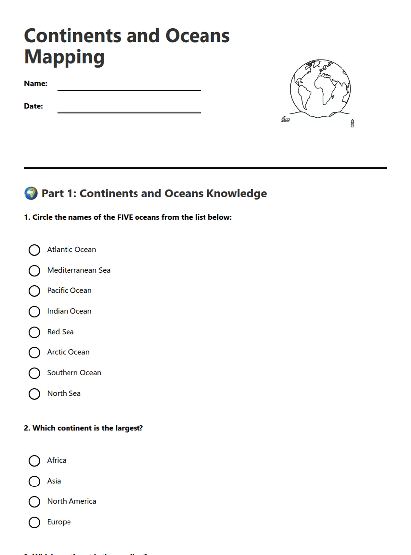 Continents and Oceans Mapping