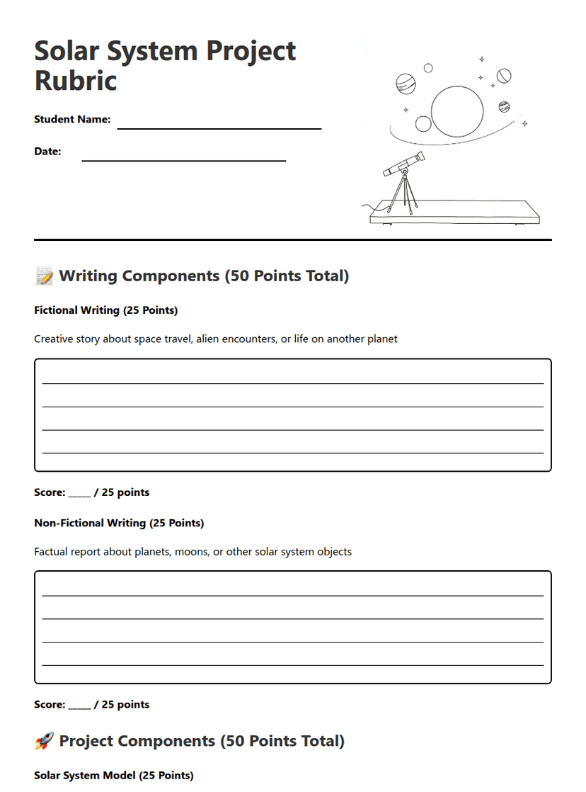 Solar System Project Rubric