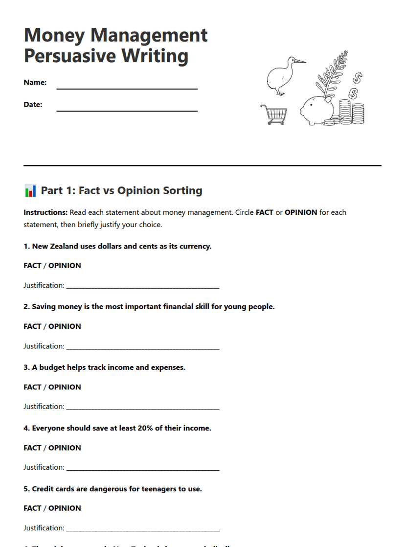 Money Management Persuasive Writing