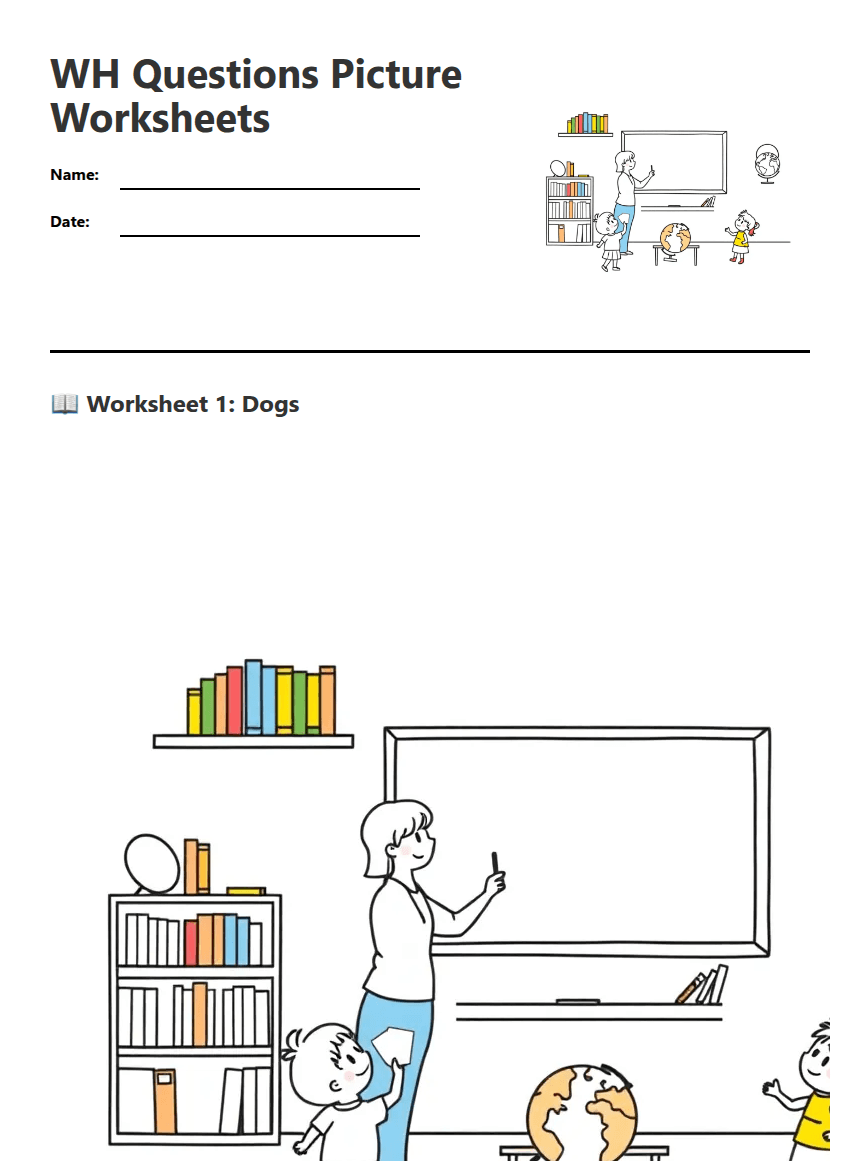 WH Questions Picture Worksheets worksheet preview