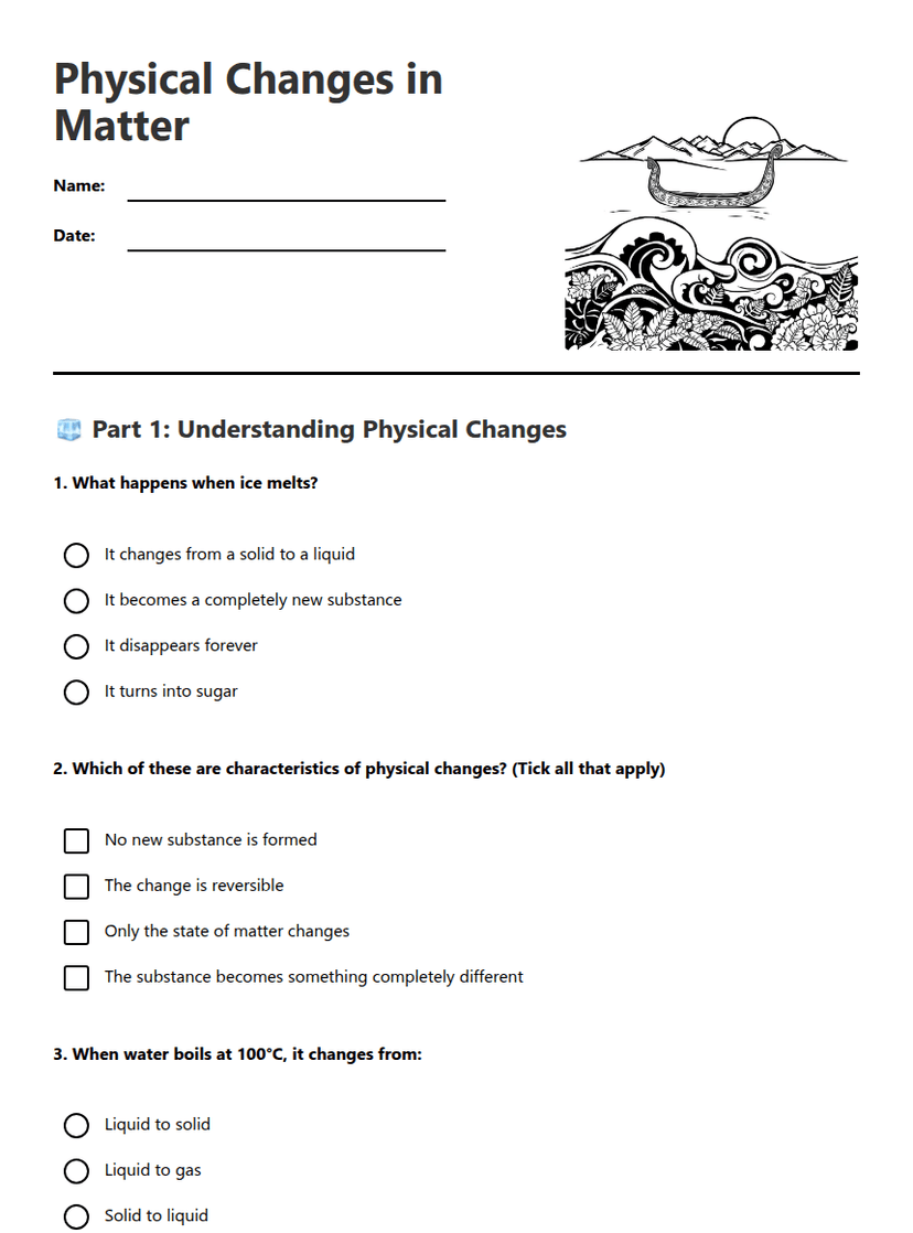 Physical Changes in Matter