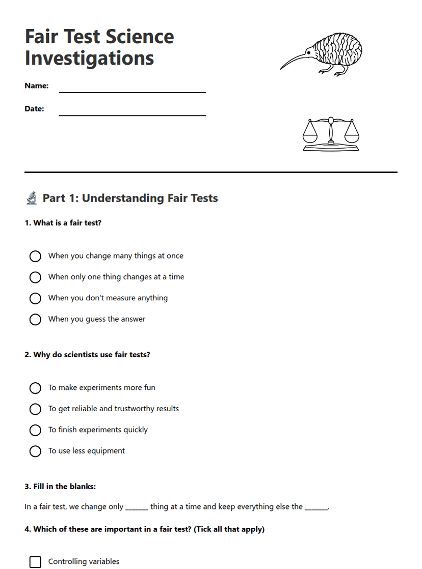Fair Test Science Investigations