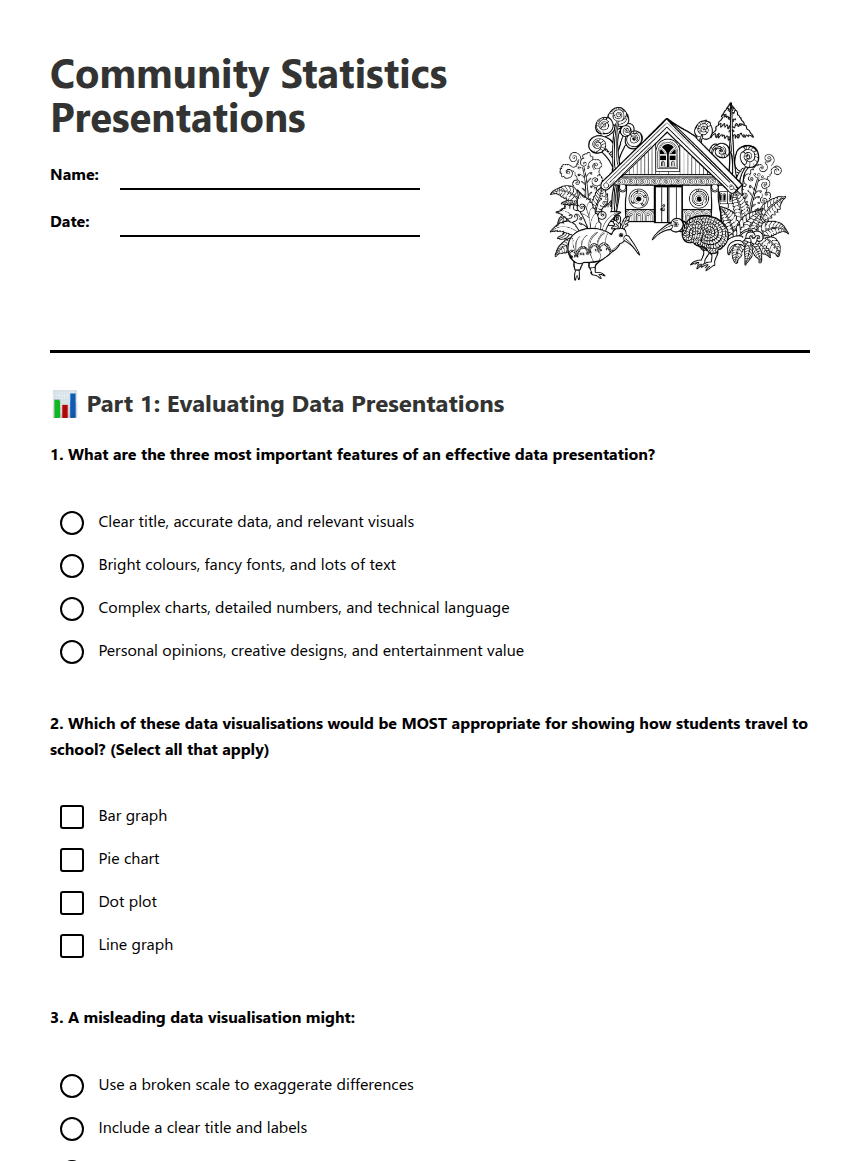 Community Statistics Presentations worksheet preview
