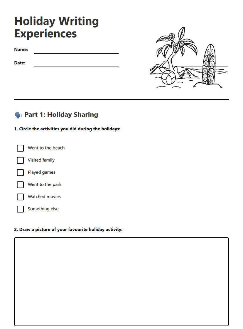 Holiday Writing Experiences