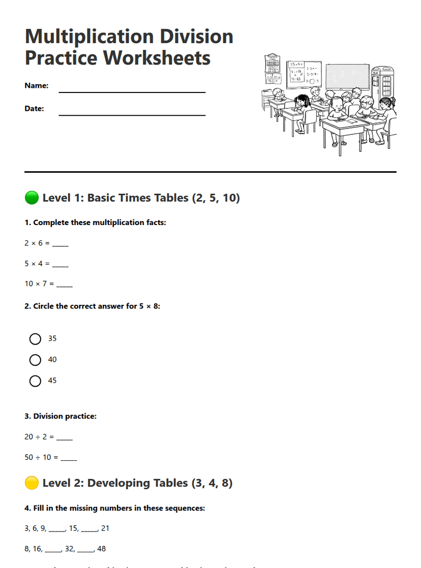 Multiplication Division Practice Worksheets