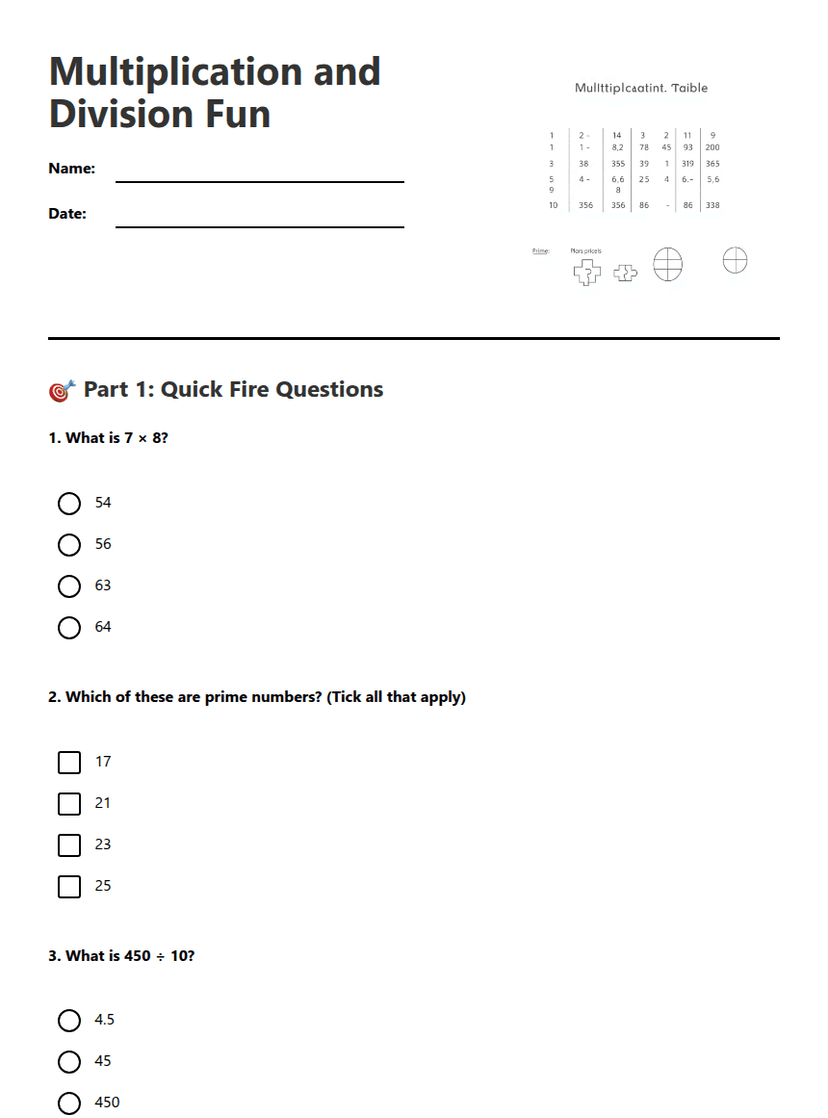Multiplication and Division Fun