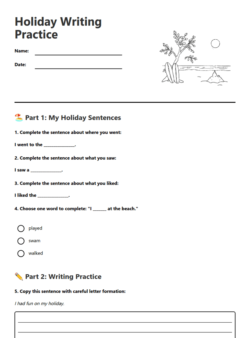 Holiday Writing Practice