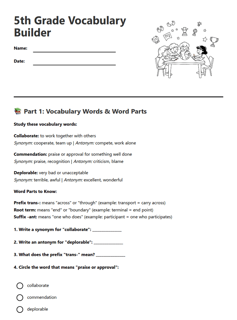 5th Grade Vocabulary Builder