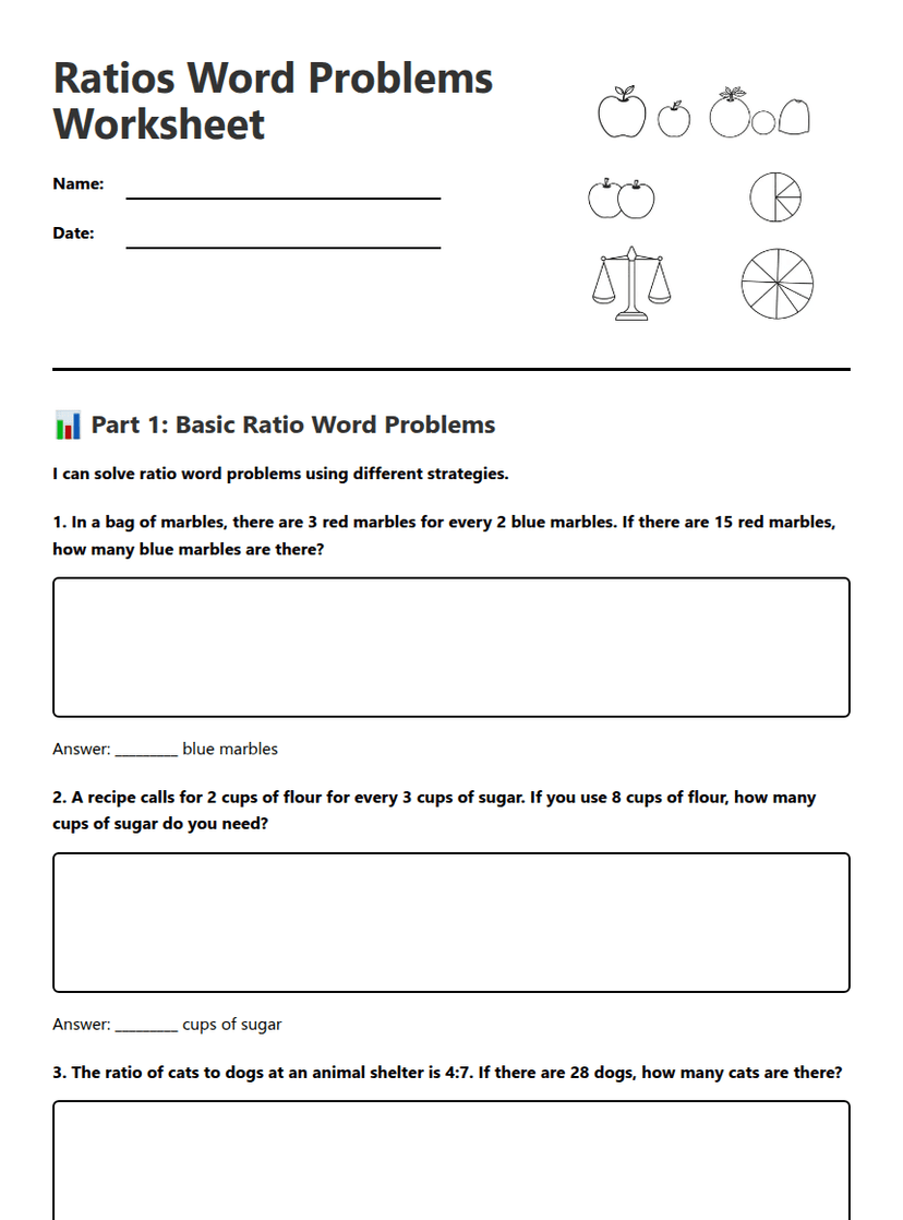 Ratios Word Problems Worksheet
