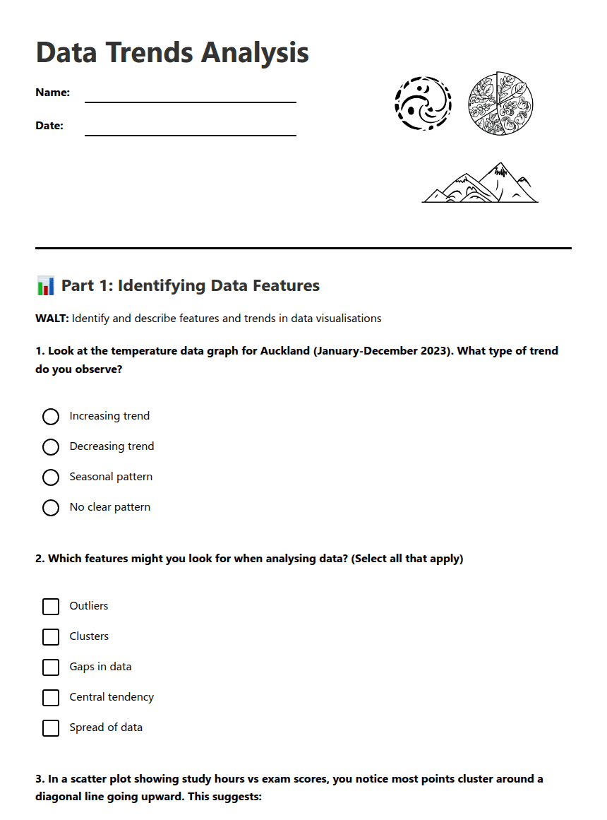 Data Trends Analysis worksheet preview