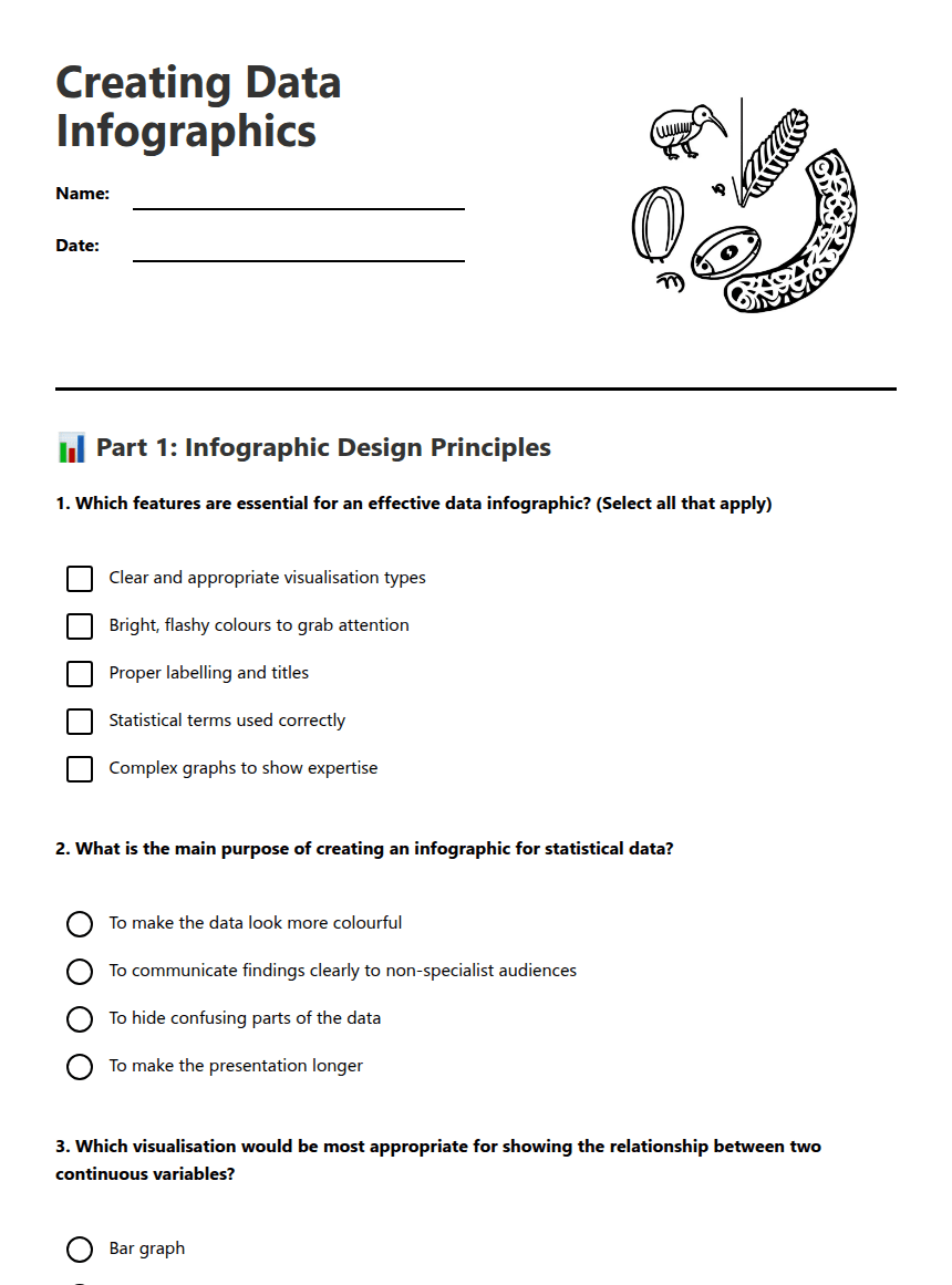 Creating Data Infographics worksheet preview