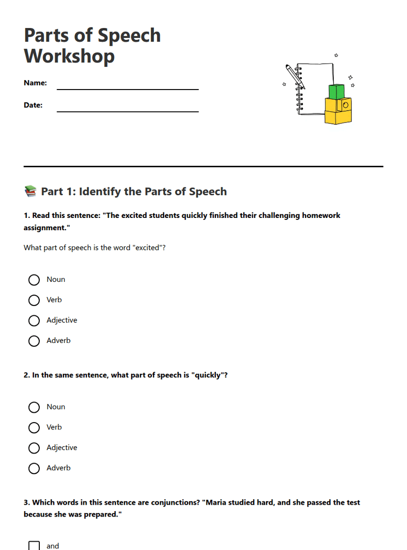 Parts of Speech Workshop