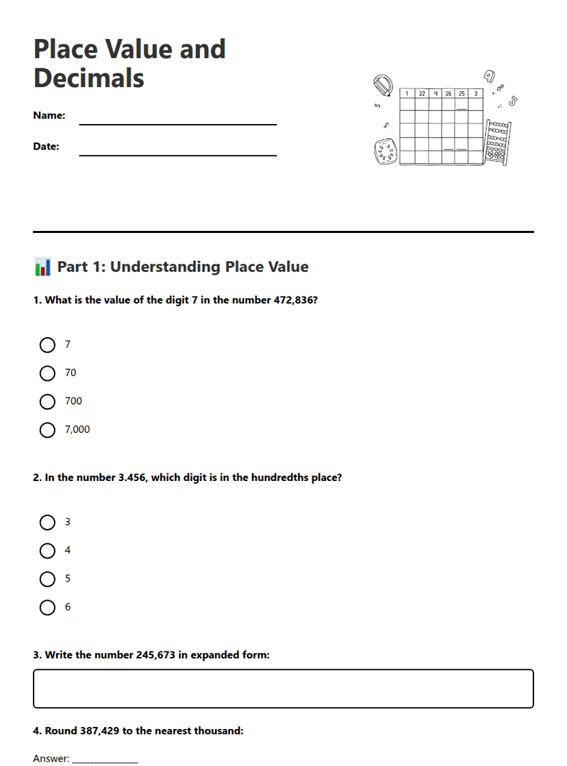 Place Value and Decimals