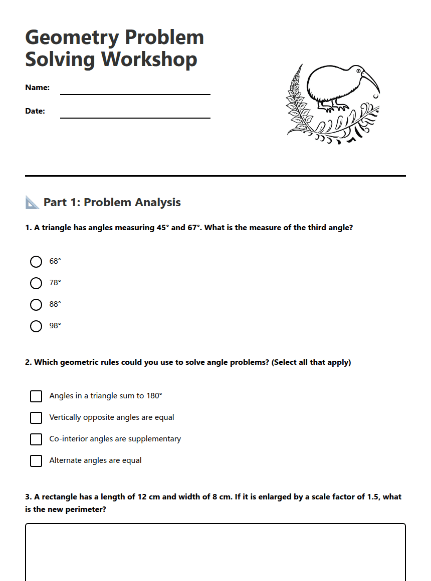 Geometry Problem Solving Workshop worksheet preview