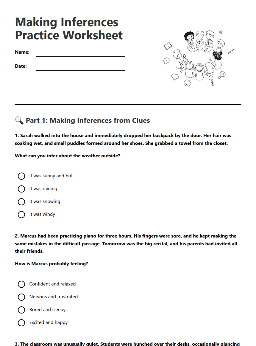 Making Inferences Practice Worksheet worksheet preview