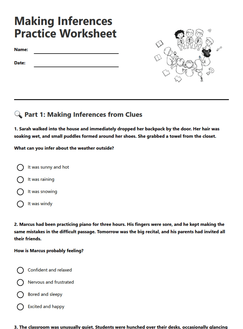 Making Inferences Practice Worksheet