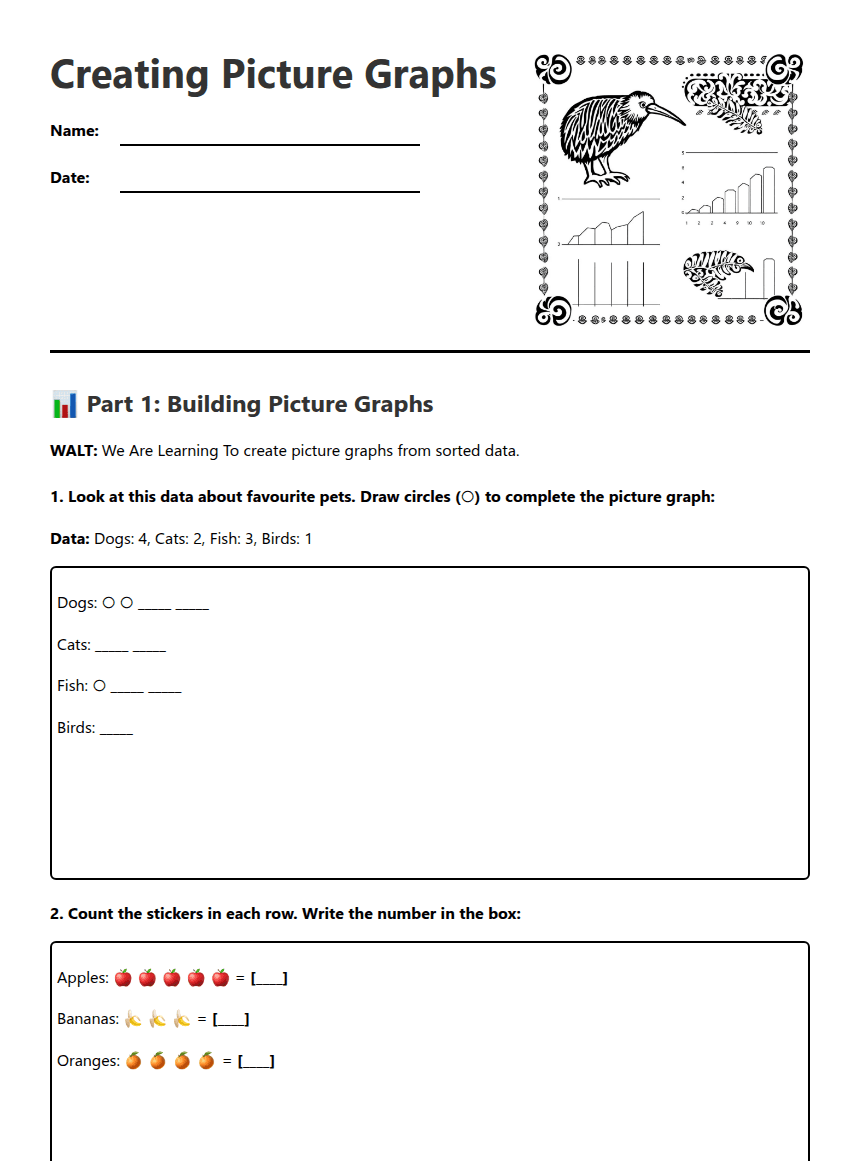 Creating Picture Graphs worksheet preview
