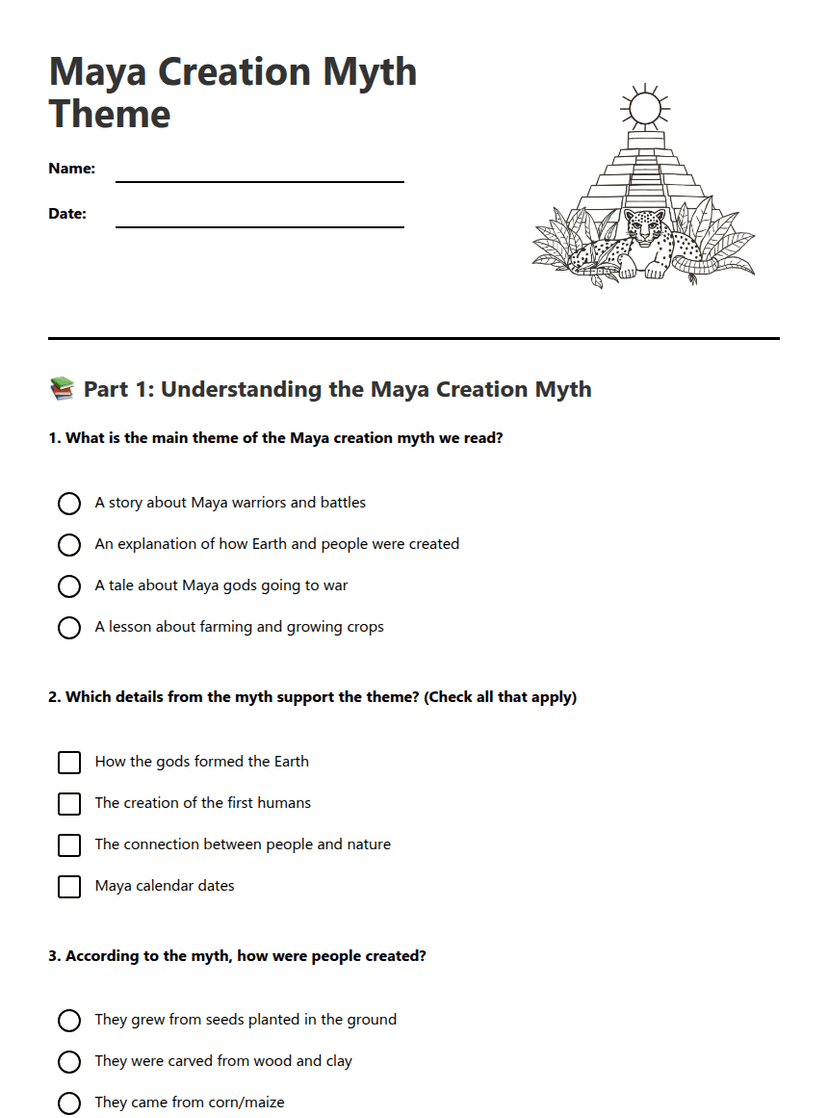 Maya Creation Myth Theme