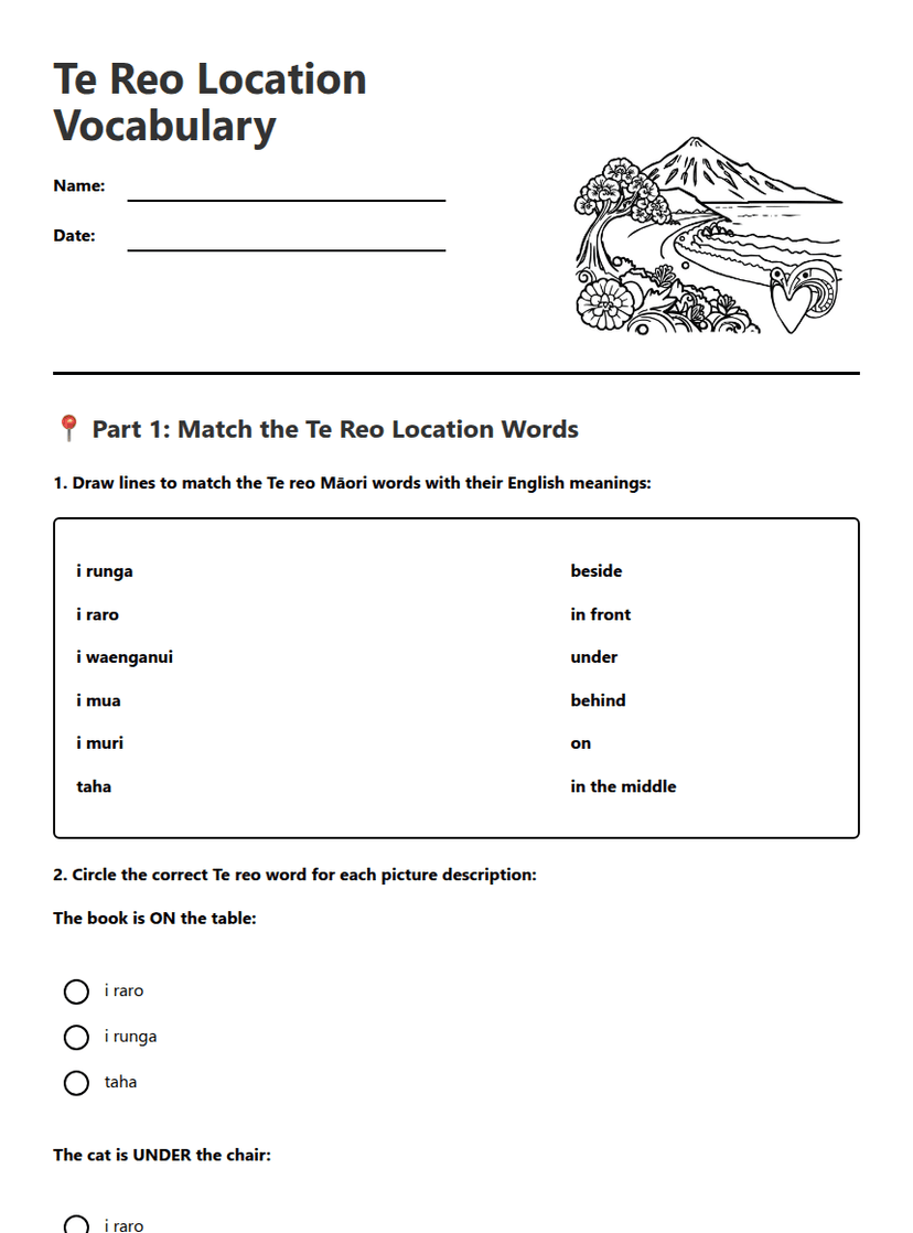 Te Reo Location Vocabulary