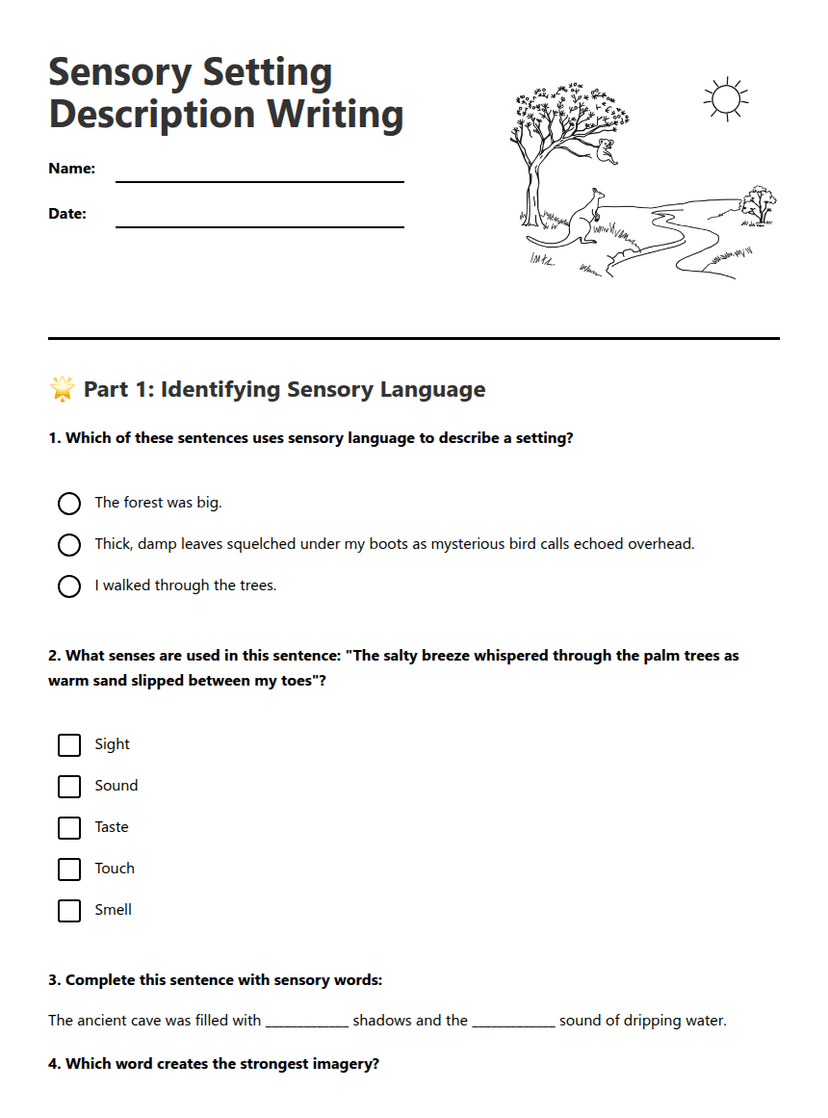 Sensory Setting Description Writing