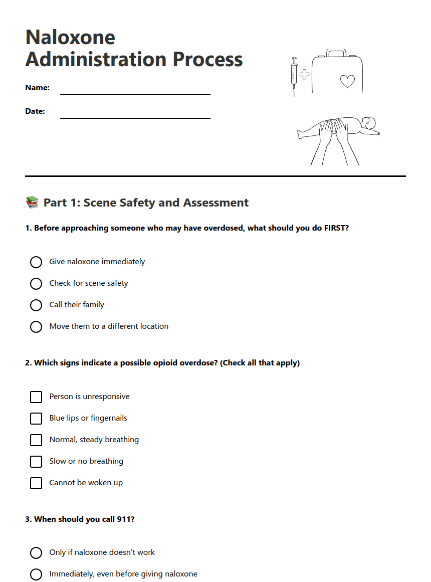 Naloxone Administration Process worksheet preview