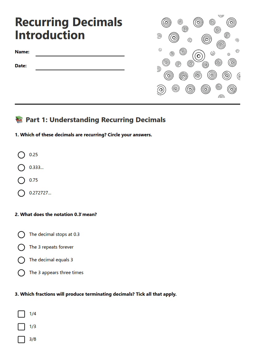 Recurring Decimals Introduction