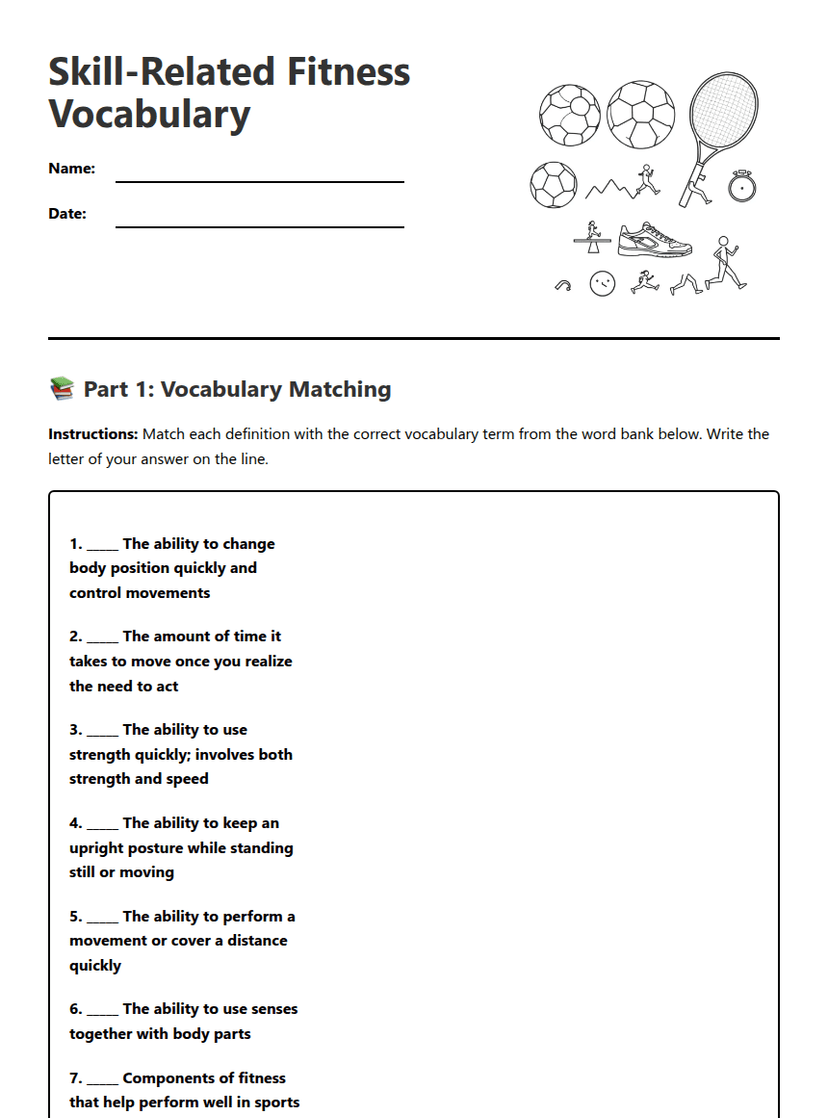 Skill-Related Fitness Vocabulary