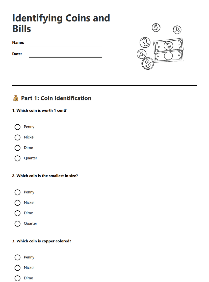 Identifying Coins and Bills