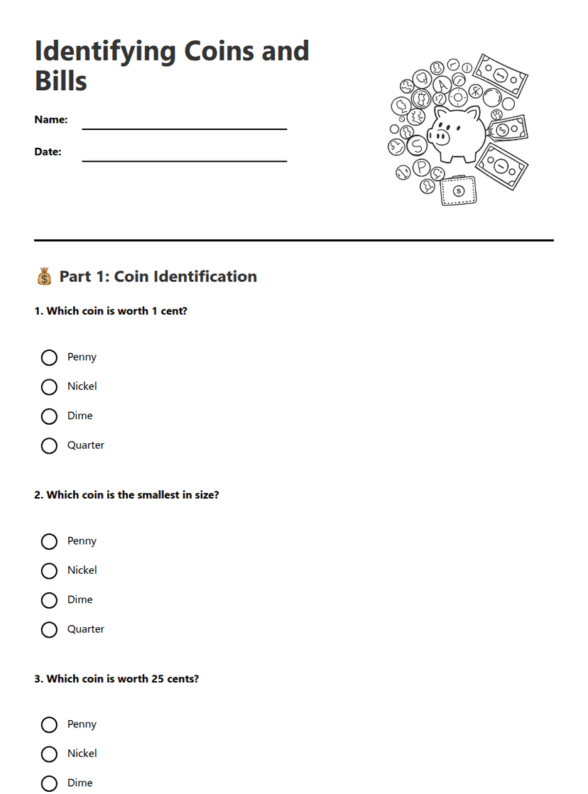 Identifying Coins and Bills