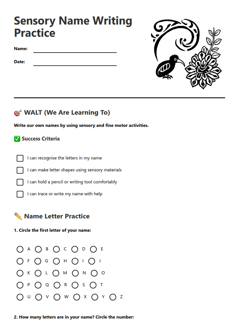 Sensory Name Writing Practice