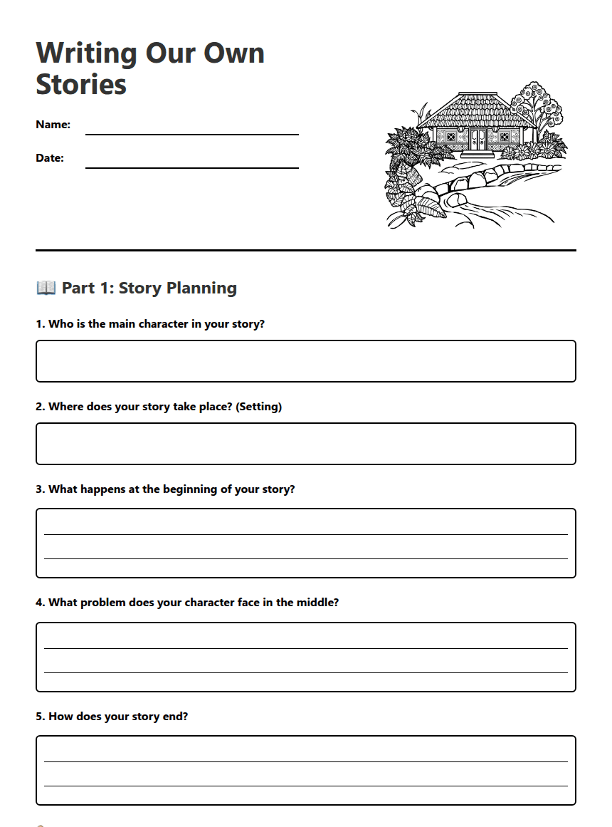 Writing Our Own Stories worksheet preview