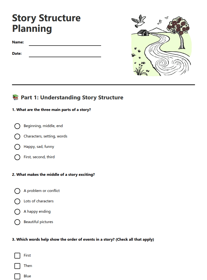 Story Structure Planning worksheet preview