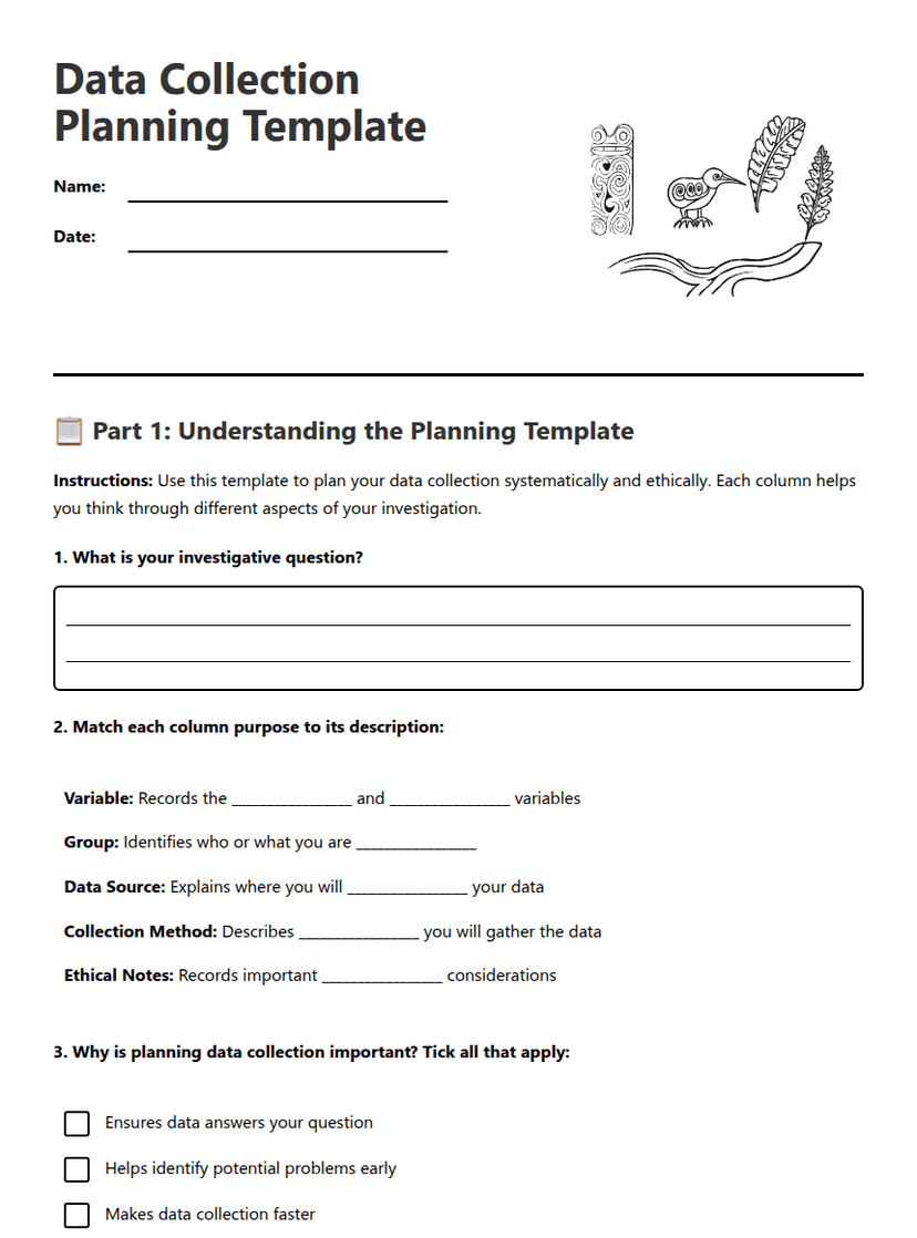 Data Collection Planning Template