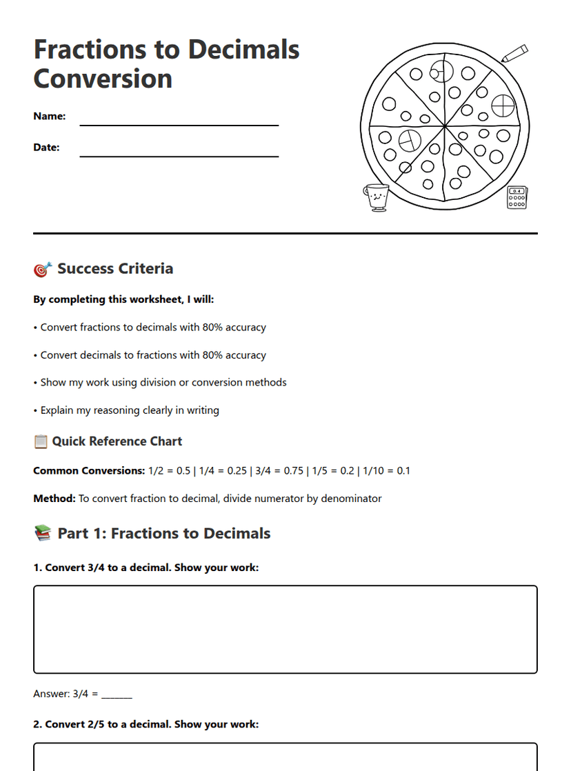 Fractions to Decimals Conversion