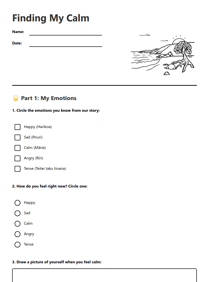 Finding My Calm worksheet preview