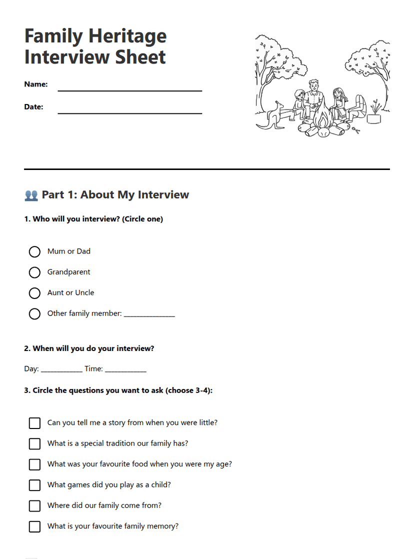 Family Heritage Interview Sheet