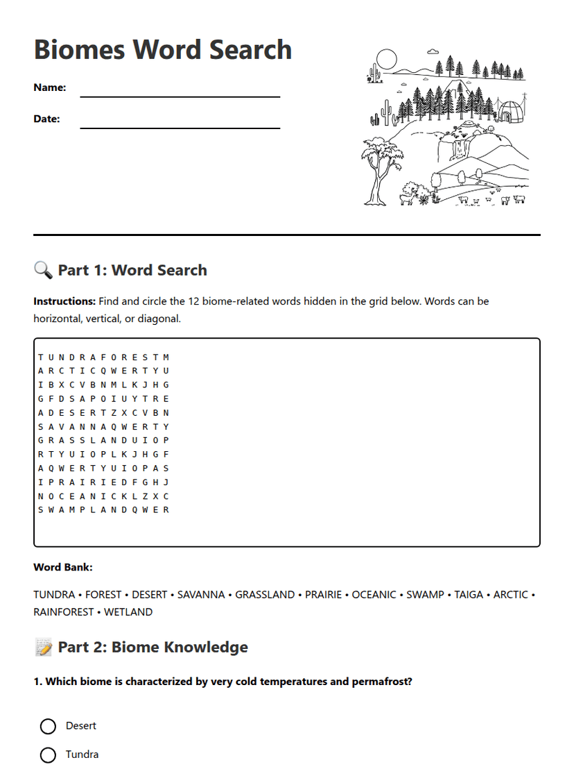Biomes Word Search