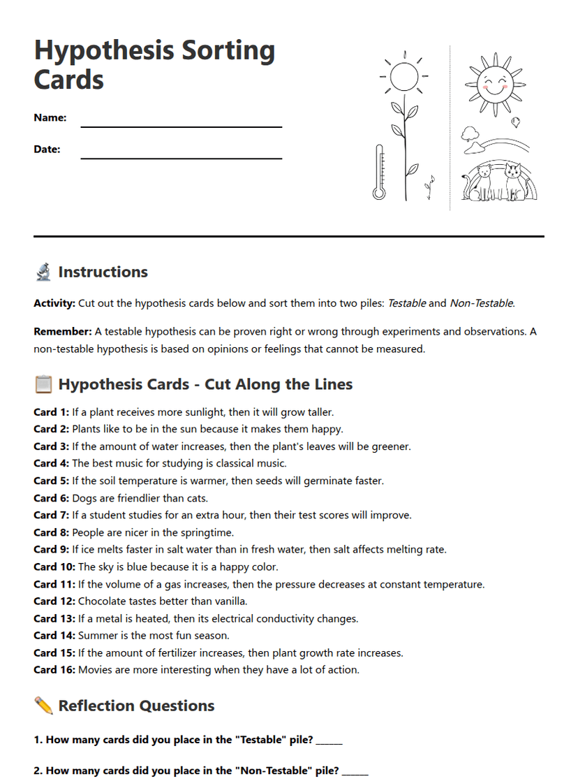 Hypothesis Sorting Cards
