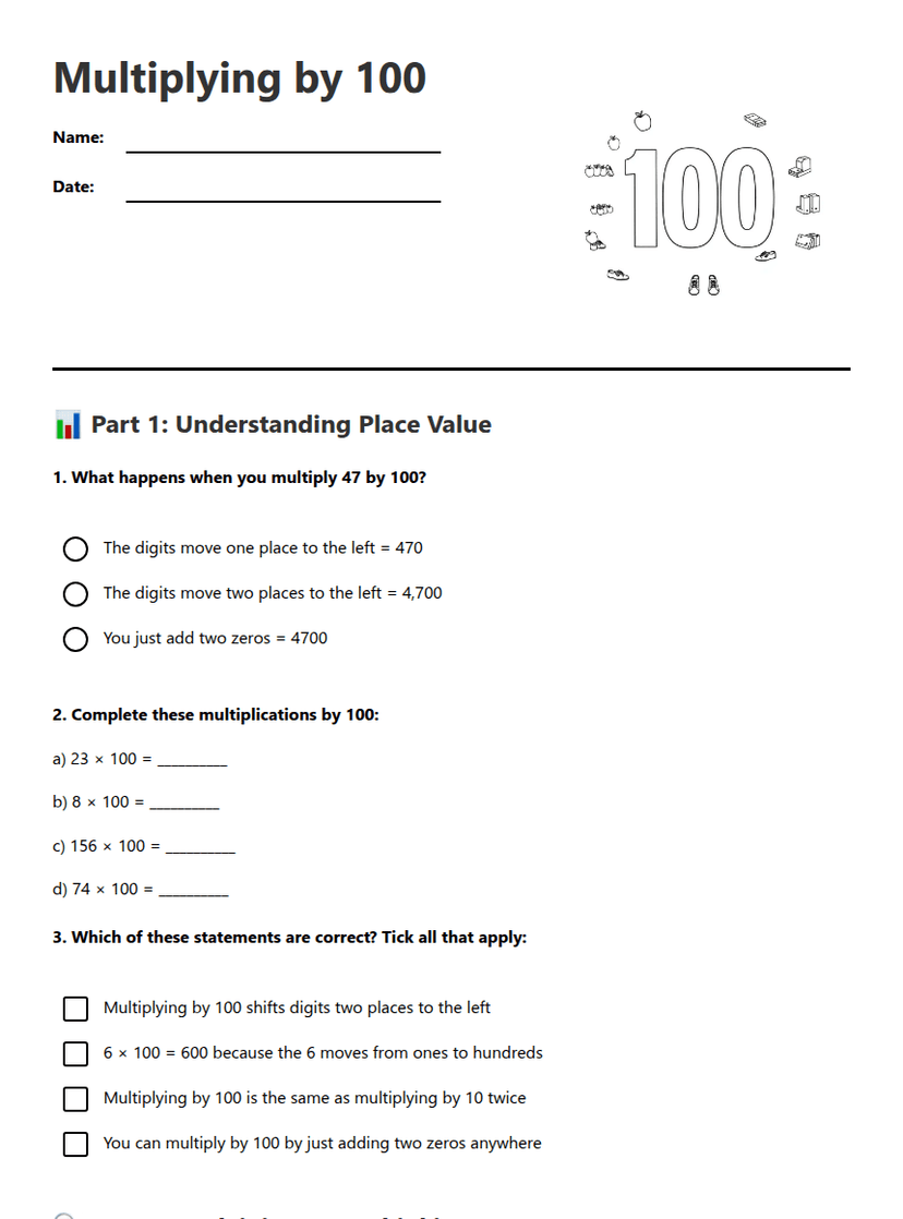 Multiplying by 100