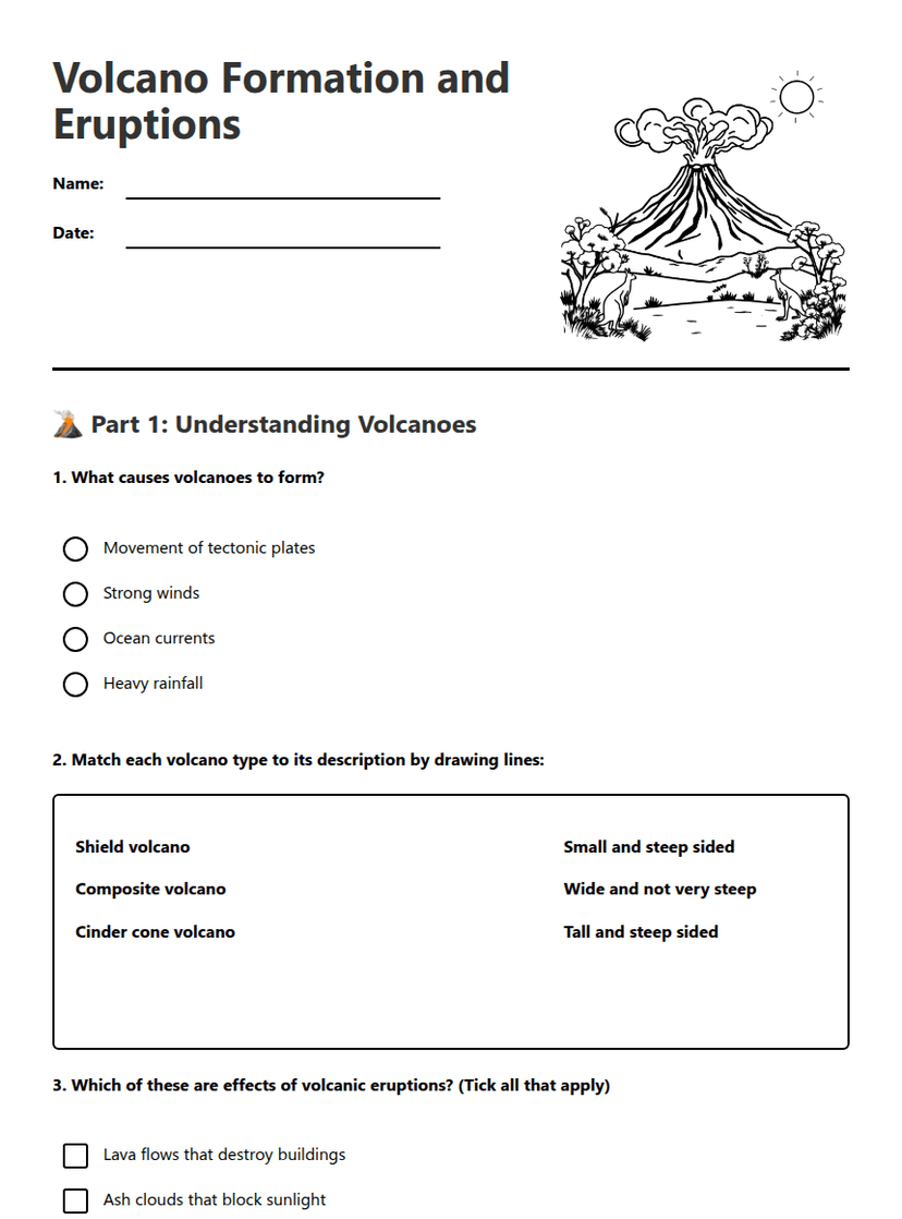 Volcano Formation and Eruptions