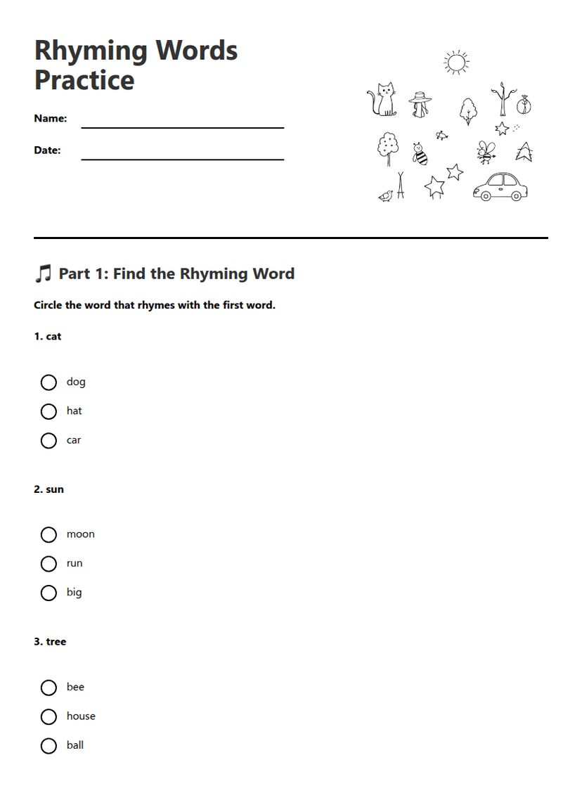 Rhyming Words Practice
