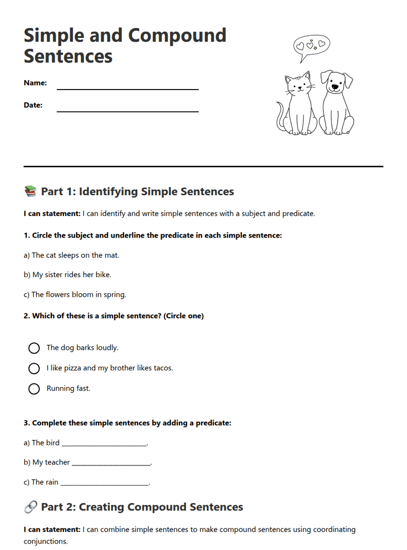 Simple and Compound Sentences