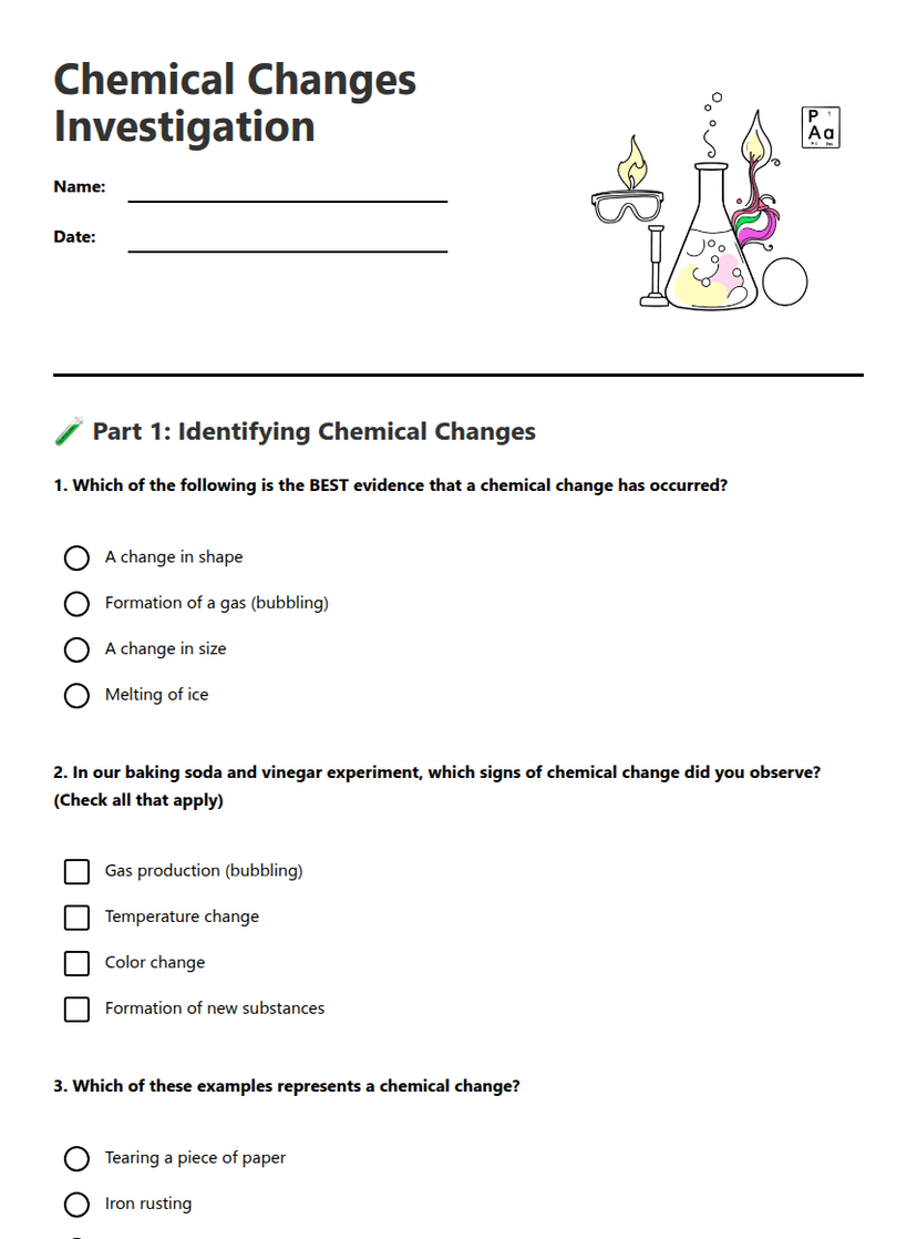 Chemical Changes Investigation