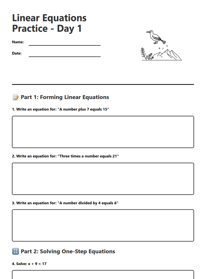 Linear Equations Practice