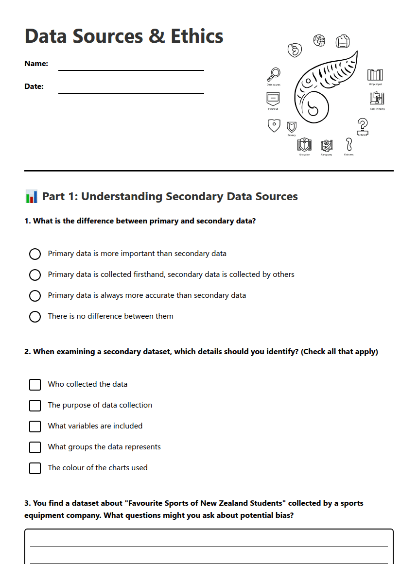 Data Sources & Ethics worksheet preview