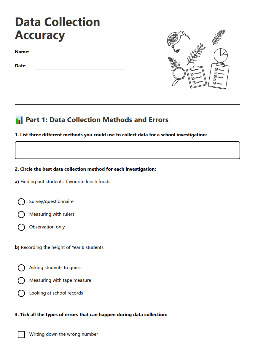 Data Collection Accuracy worksheet preview