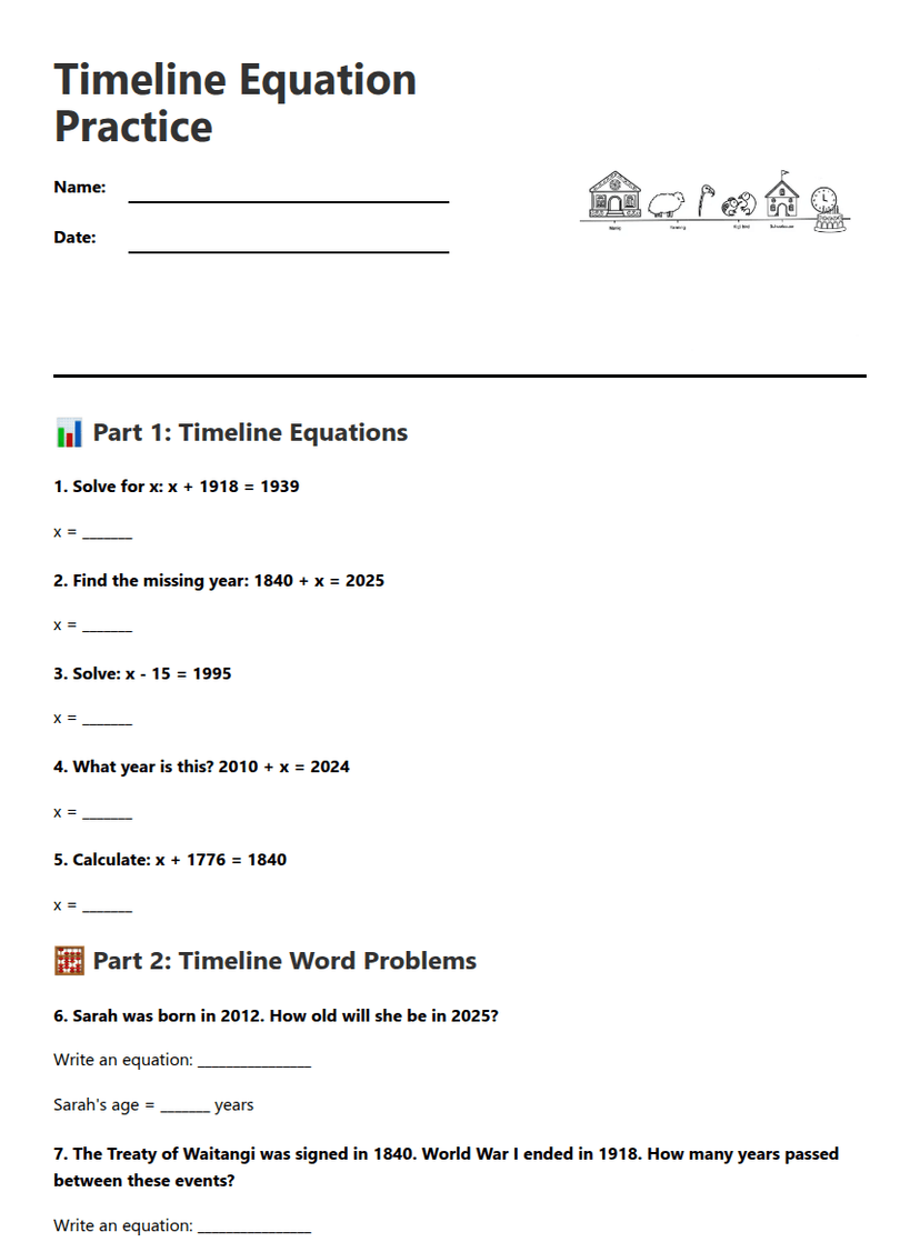 Timeline Equation Practice