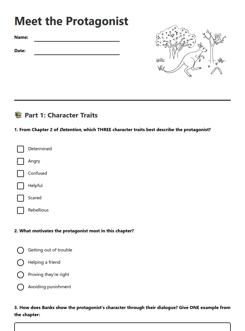 Meet the Protagonist worksheet preview