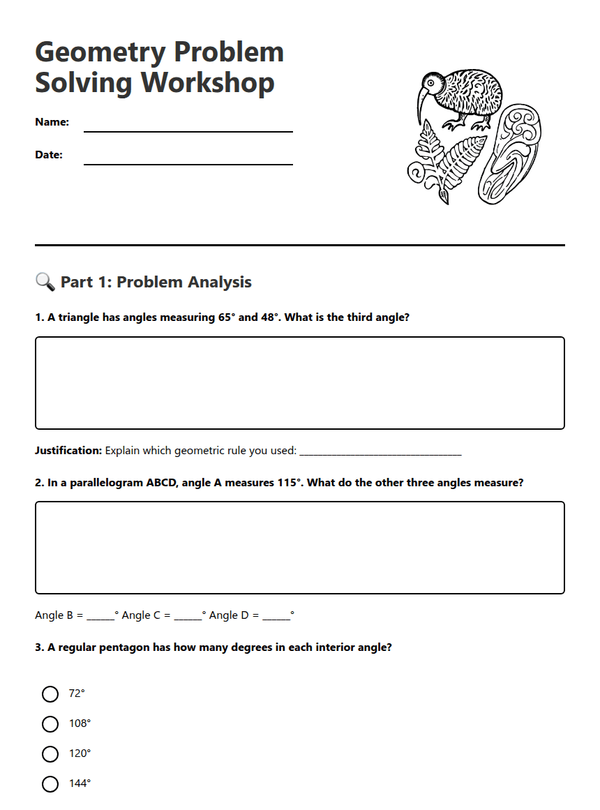 Geometry Problem Solving Workshop worksheet preview