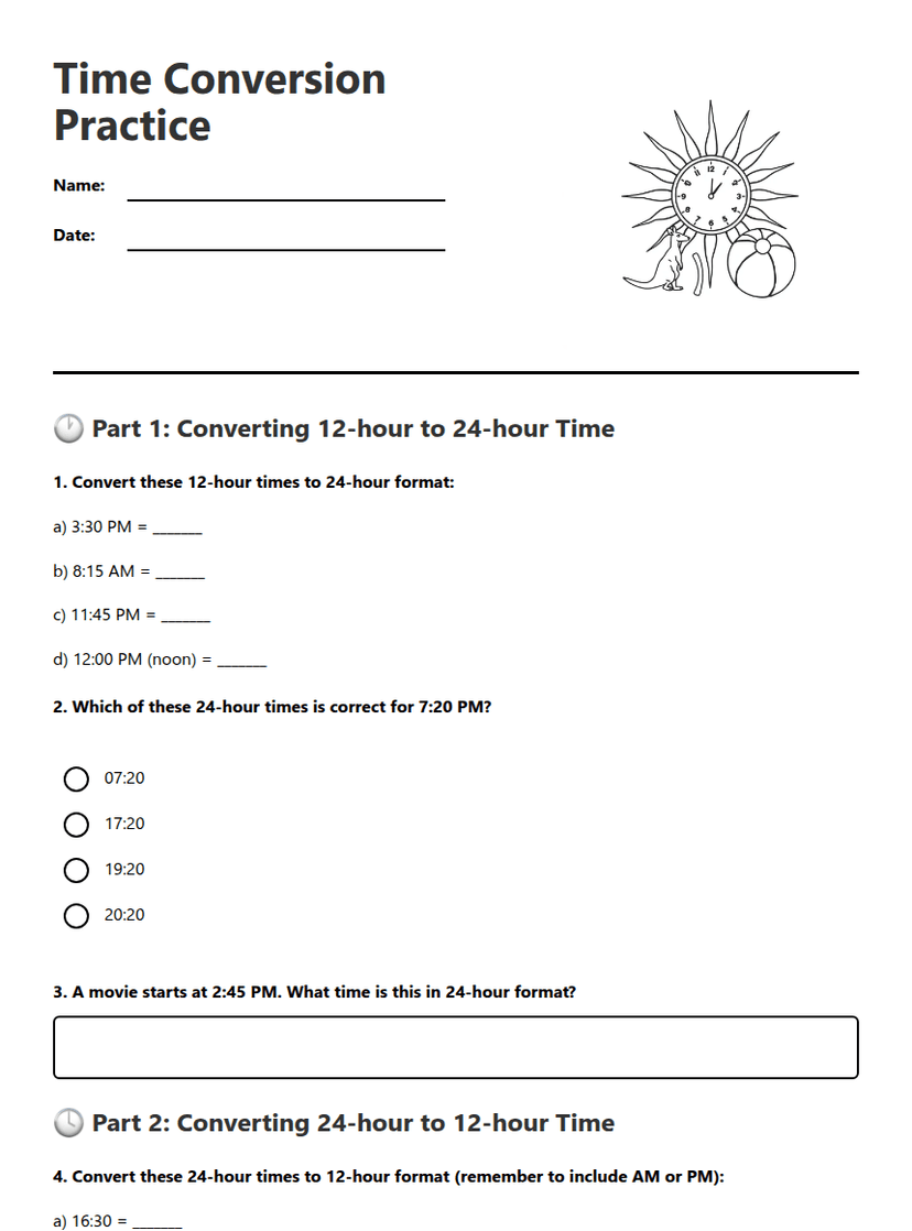 Time Conversion Practice